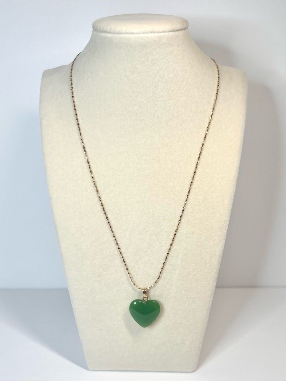 Emerald glass heart pendant necklace